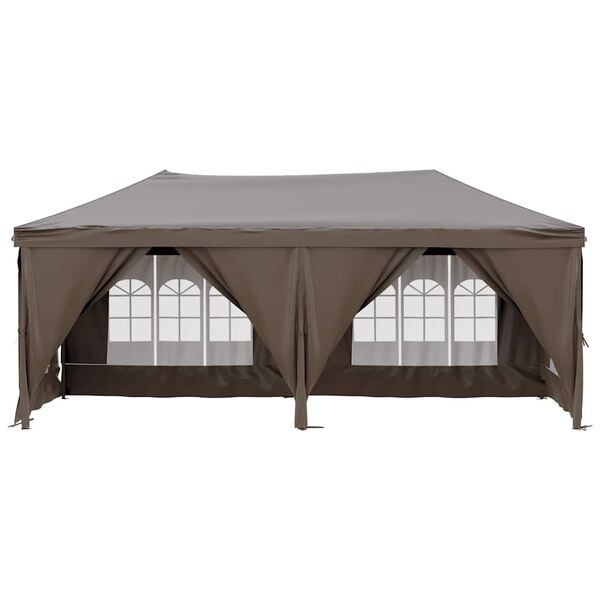vidaXL Folding Party Tent with Sidewalls Taupe 3x6 m