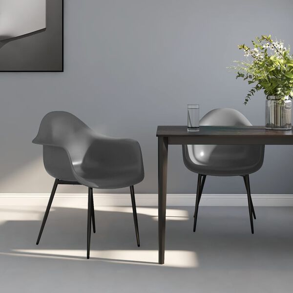 vidaXL Dining Chairs 2 pcs Grey PP