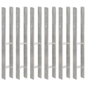 vidaXL Fence Anchors 6 pcs Silver 7x6x60 cm Galvanised Steel