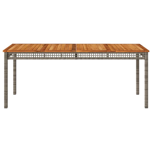 vidaXL Garden Table Grey 180x90x75 cm Poly Rattan Acacia Wood
