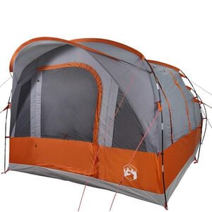 vidaXL Camping Tent Tunnel 3-Person Grey and Orange Waterproof