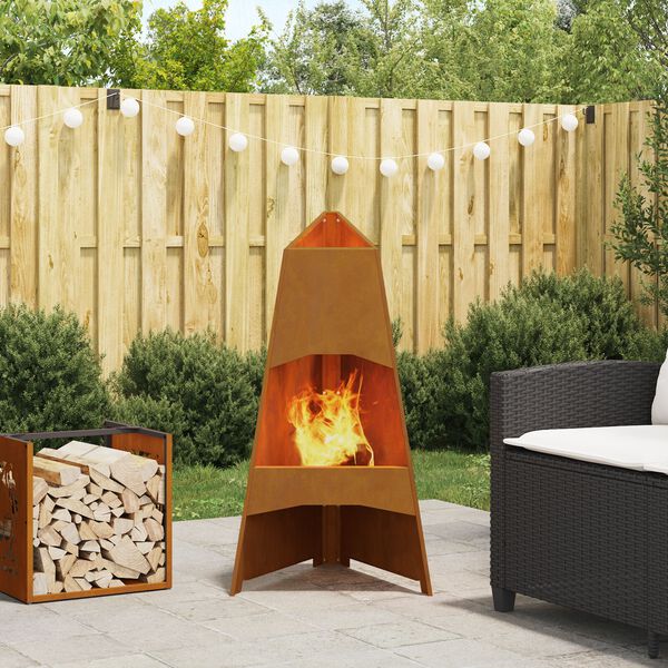 vidaXL Fire Pit Brown 50 x 50 x 95 cm Steel