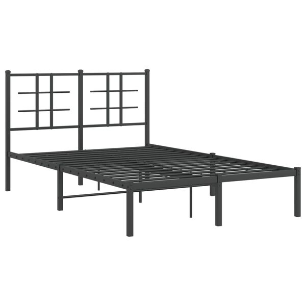 vidaXL Metal Bed Frame without Mattress with Headboard Black 120x190cm