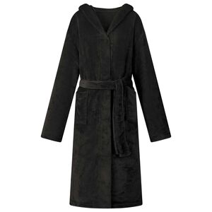 vidaXL Bathrobe Hoodie Black M Flannel