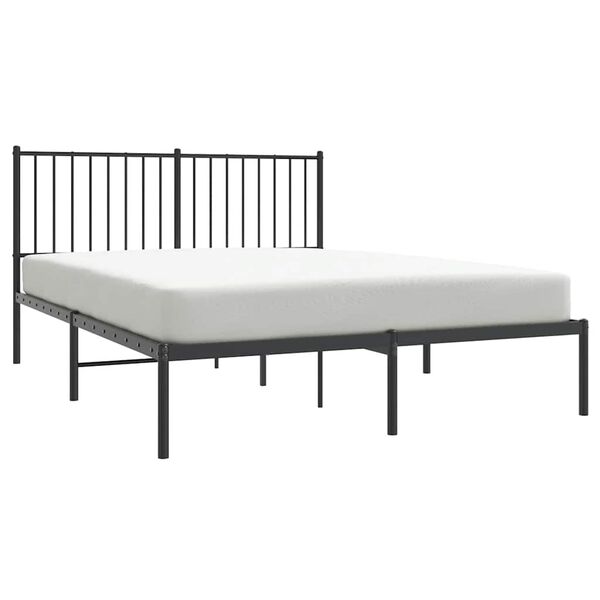 vidaXL Metal Bed Frame without Mattress with Headboard Black 140x200cm