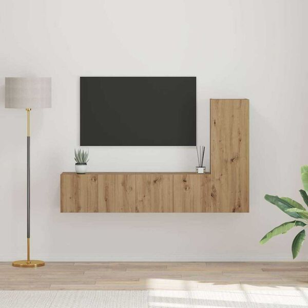 vidaXL TV Cabinet Set Wall-mounted 3 pcs Artisan Oak Engineered Wood