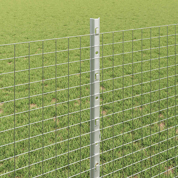 vidaXL Fence with Post Silver 0.8 x 10 m Steel