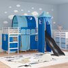 vidaXL Kids'Loft Bed Frame with Curtains, Arch, Slide, Tower