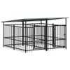 vidaXL Outdoor Dog Kennel with Roof Steel 3.75 m&sup2;