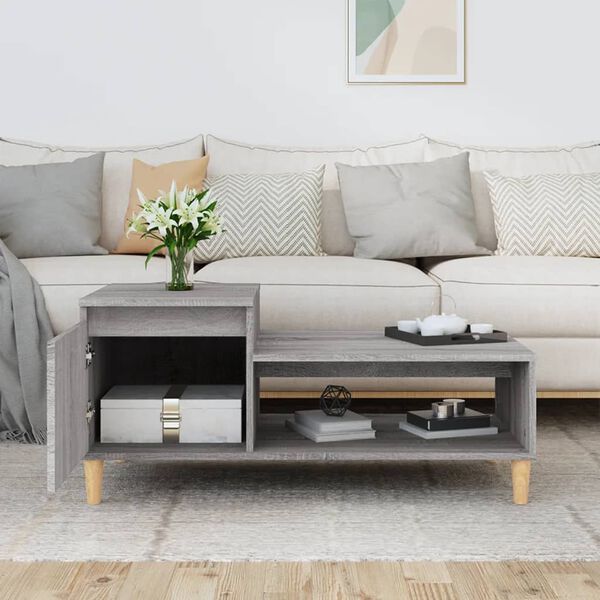 vidaXL Coffee Table Grey Sonoma 100x50x45 cm Engineered Wood
