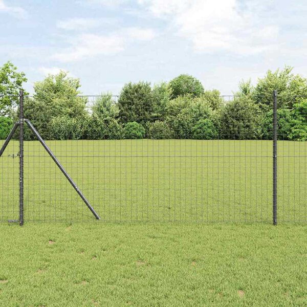 vidaXL Fence Posts 2 pcs Grey Powder-coated steel