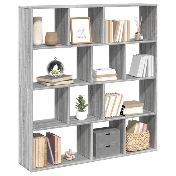 vidaXL Book Cabinet Grey Sonoma 132x29x141.5 cm Engineered Wood