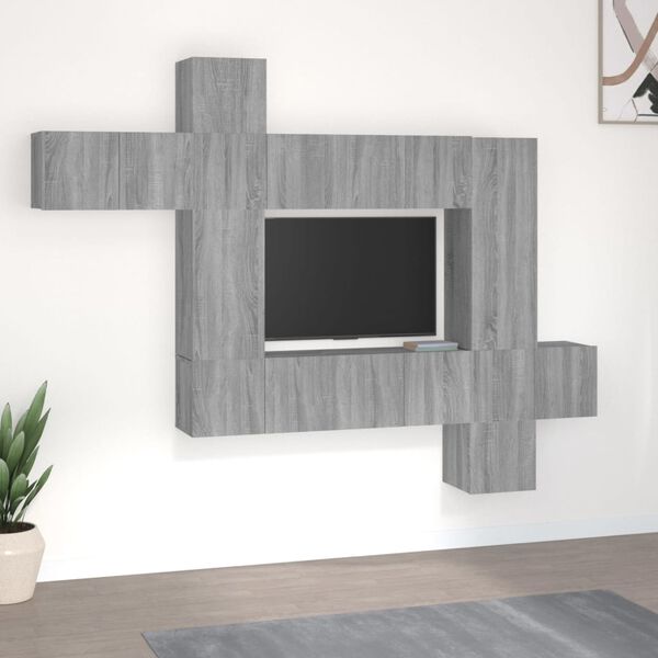vidaXL 10 Piece TV Cabinet Set Grey Sonoma Engineered Wood