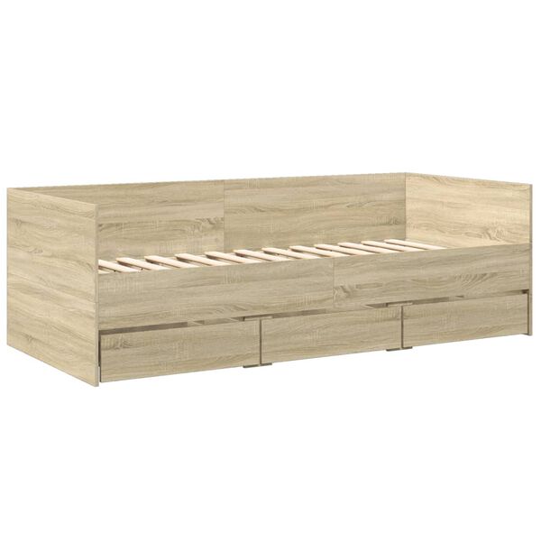 vidaXL Daybed with Drawers without Mattress Sonoma Oak 90x190 cm Single