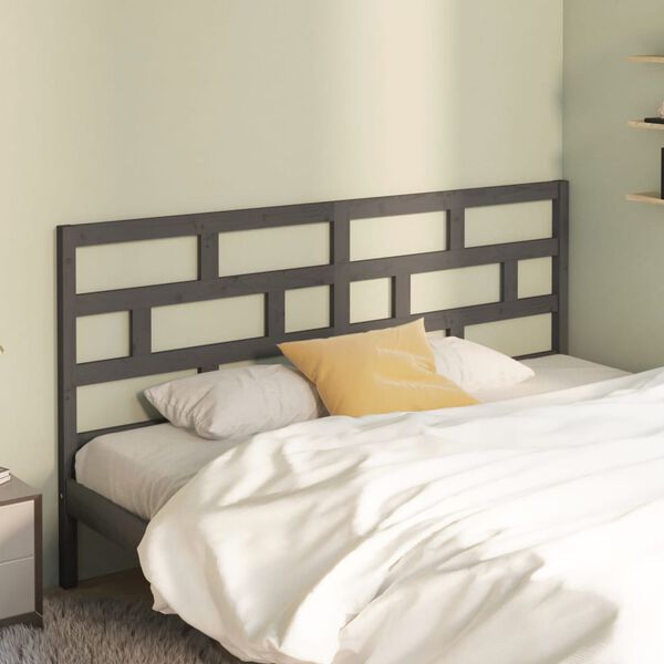 vidaXL Bed Headboard Grey 186x4x100 cm Solid Wood Pine