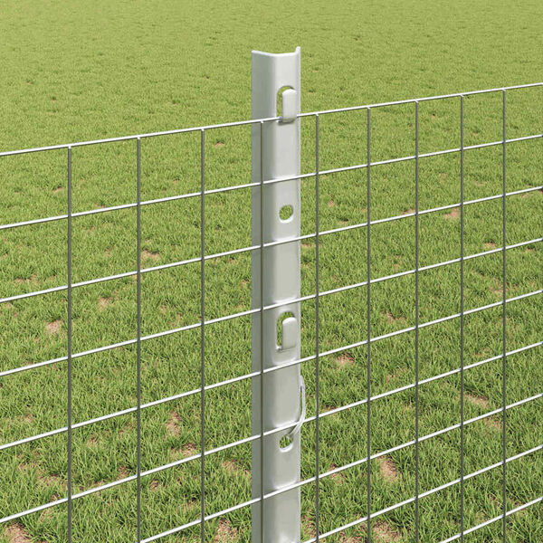 vidaXL Fence with Post Silver 1.2 x 25 m Steel