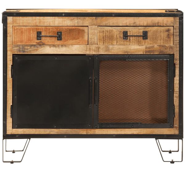 vidaXL Sideboard 80x31x66 cm Solid Rough Wood Mango and Metal