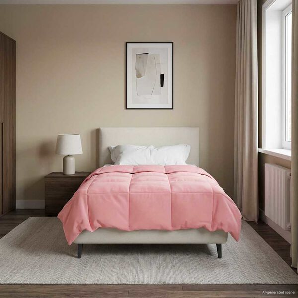 vidaXL Full Year Duvet Quilted Pink 135 x 200 cm Microfiber