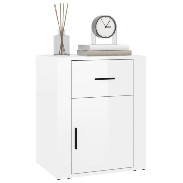 vidaXL Bedside Cabinet High Gloss White 50x36x60 cm Engineered Wood