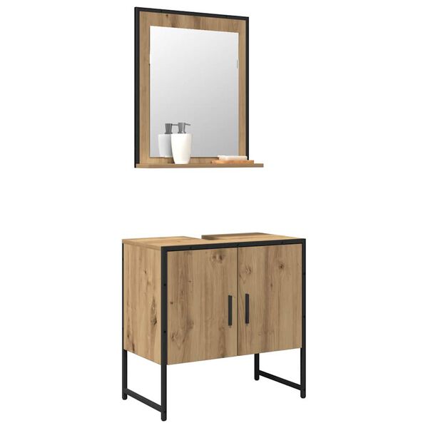 vidaXL Bathroom Furniture Set Wall-mounted 2 pcs Brown Engineered wood