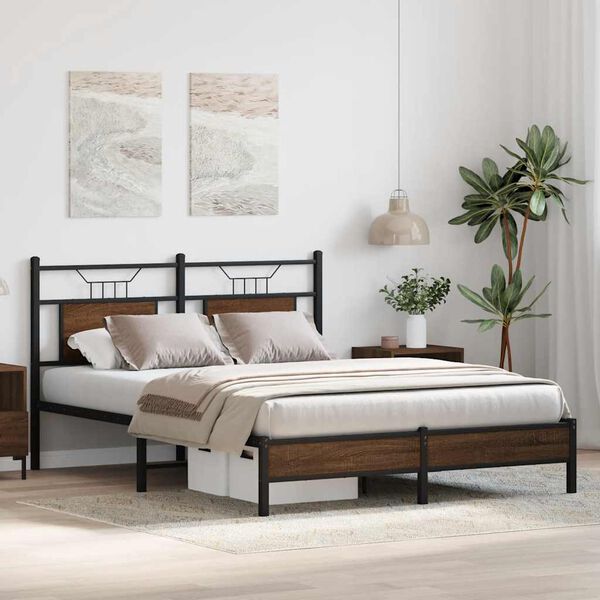 vidaXL Bed Frame without Mattress Brown Oak 137x190 cm Engineered Wood