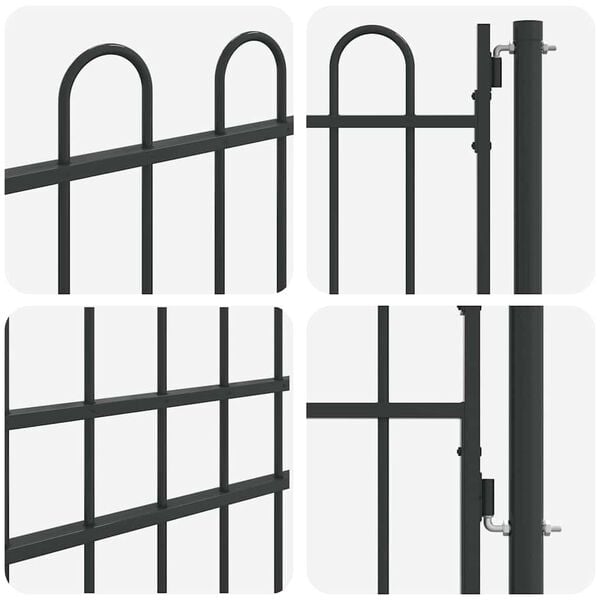 vidaXL Fence Gate Grey 100 x 175 cm Powder coated steel