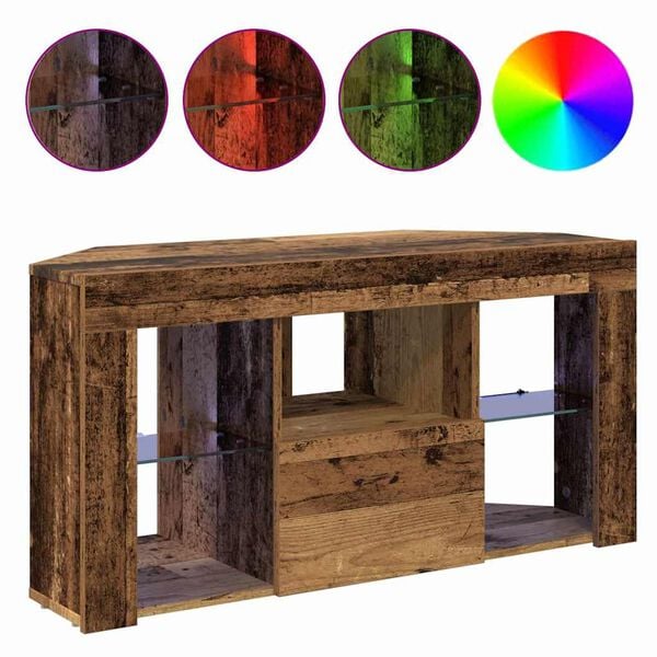 vidaXL Corner LED TV Cabinet Old Wood 100 x 40 x 50 cm Engineered Wood
