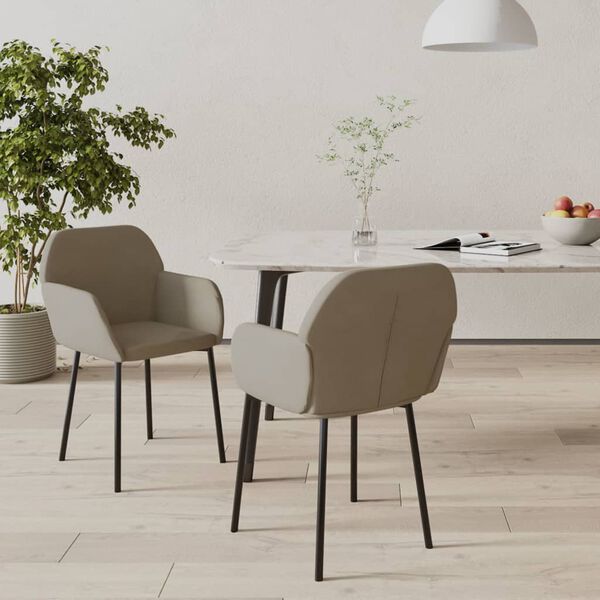 vidaXL Dining Chairs 2 pcs Light Grey Velvet