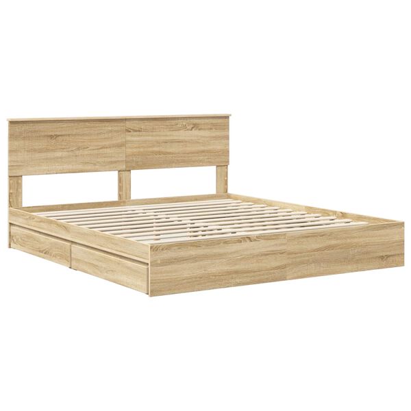 vidaXL Storage Bed with Drawer Sonoma Oak 180 x 200 cm Engineered Wood