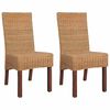 vidaXL Dining Chair | Set of 2 | Brown | Solid mango wood and genuine rattan