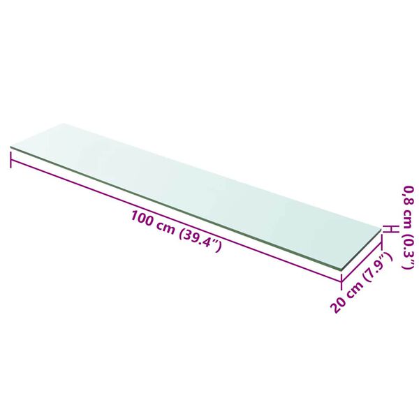 vidaXL Shelves 2 pcs Panel Glass Clear 100x20 cm