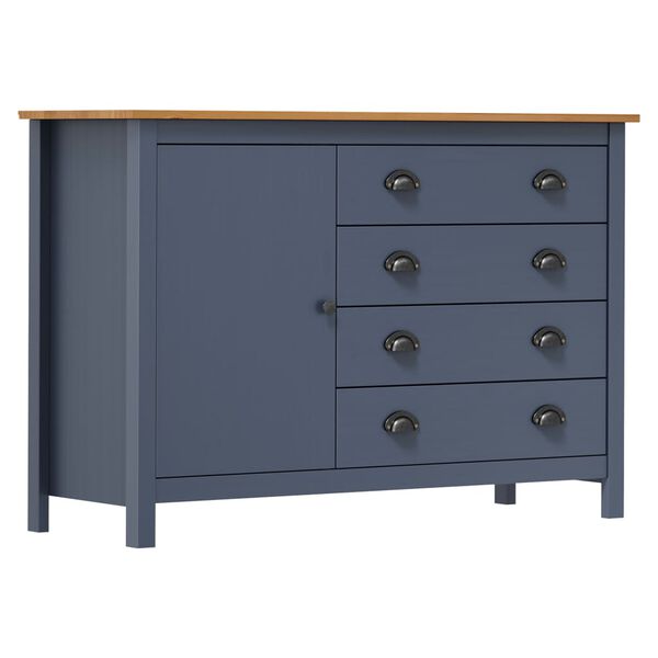 vidaXL Sideboard Hill Grey 120x40x80 cm Solid Pine Wood