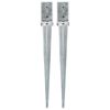 vidaXL Ground Spikes 2 pcs Silver 8x8x76 cm Galvanised Steel