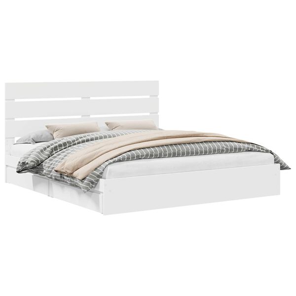 vidaXL Storage Bed with Headboard White 200 x 200 cm Engineered Wood