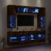 vidaXL 6 Piece TV Wall Cabinet Set with LED Lights Smoked Oak
