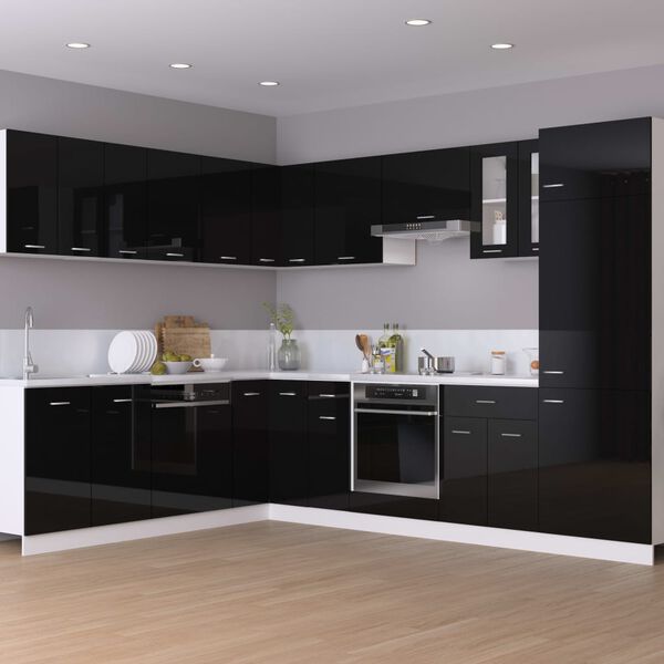 vidaXL Hanging Cabinet Lyon High Gloss Black 29.5x31x60 cm Engineered Wood