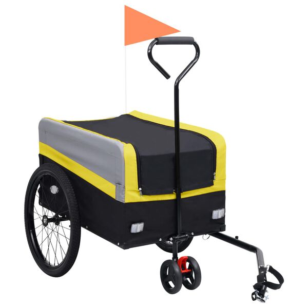 vidaXL 2-in-1 XXL Pet Bike Trailer & Trolley Yellow Grey and Black