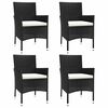 vidaXL Garden Chairs with Cushions 4 pcs Black Poly Rattan