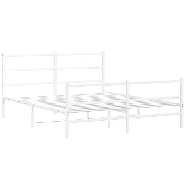 vidaXL Metal Bed Frame without Mattress with Footboard&nbsp;White 150x200cm