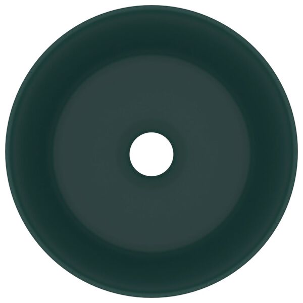 vidaXL Luxury Wash Basin Round Matt Dark Green 40x15 cm Ceramic