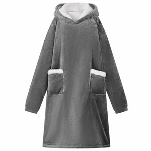 vidaXL Blanket Hoodie Dark Grey M Fleece and Flannel
