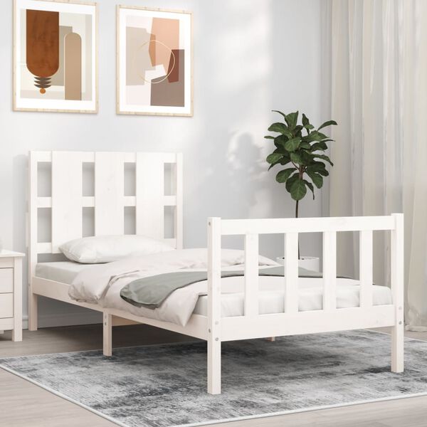 vidaXL Bed Frame without Mattress White 100x200 cm Solid Wood Pine