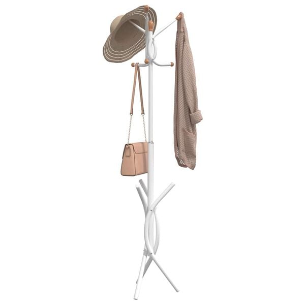 vidaXL Coat Stand White 176 cm Powder-coated Iron