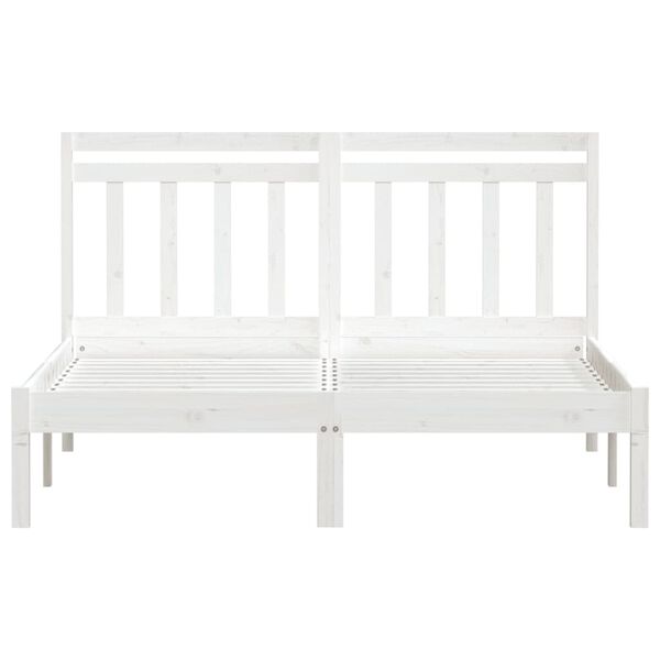 vidaXL Bed Frame without Mattress White King Size Solid Wood