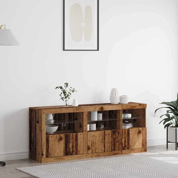 vidaXL LED Sideboard Old Wood 162 x 37 x 67 cm Engineered Wood