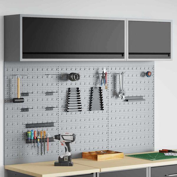 vidaXL Tool Cabinet Set with Shelf 5 pcs Black Powder-Coated Steel