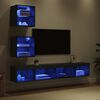vidaXL TV Wall Units with LED with LED 5 pcs Black Oak Engineered Wood