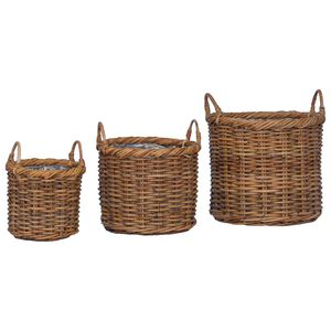 vidaXL Planter Basket with Storage 3 pcs Brown