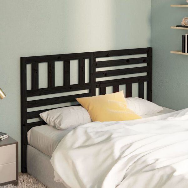 vidaXL Bed Headboard Black 156x4x100 cm Solid Wood Pine