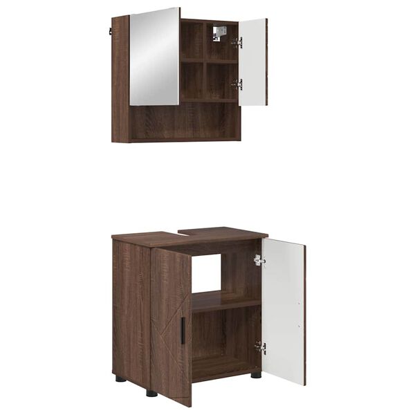 vidaXL Bathroom Furniture Set 2 pcs Brown Oak Engineered wood & Metal
